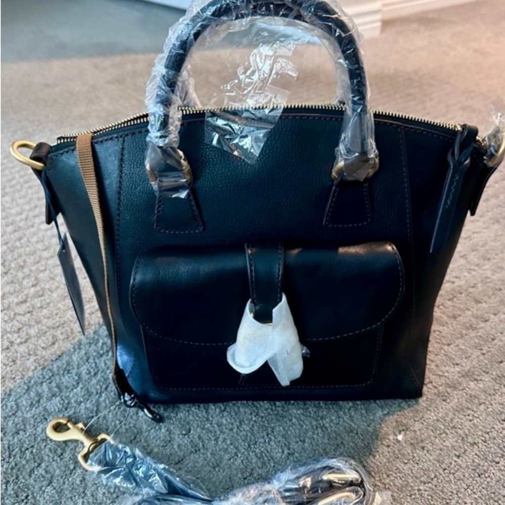 Dooney & Bourke Black and Gold Naomi Satchel with Textured Leather Finish - Picture 4 of 5